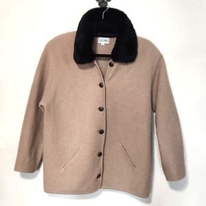 VINTAGE D'Allaird's 100% Wool  Jacket Detachable Faux Fur Collar  EUC Size Small
